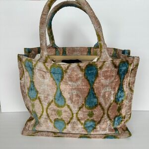 Baldiz Weekender Tote Bag Velvet Ikat Pattern Shopper Bag Pink Blue Green READ
